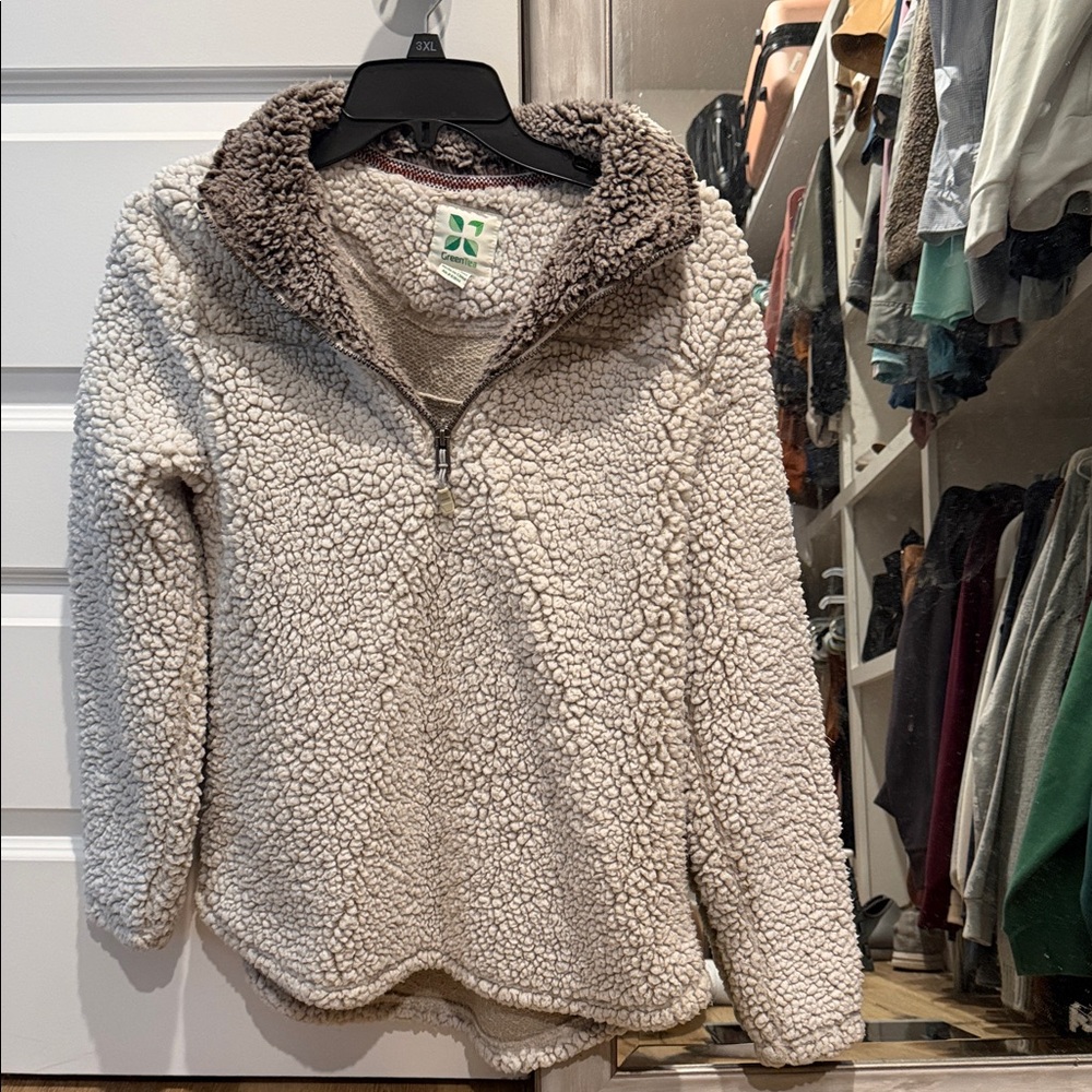 GreenTea Cream and Brown Sherpa Jacket